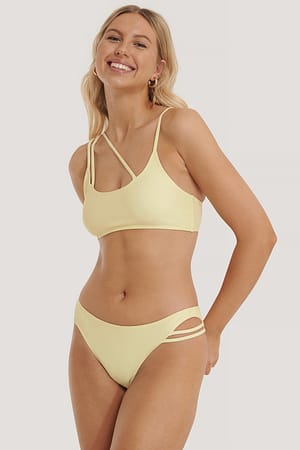 Yellow Asymmetric Strap Bikini Panty