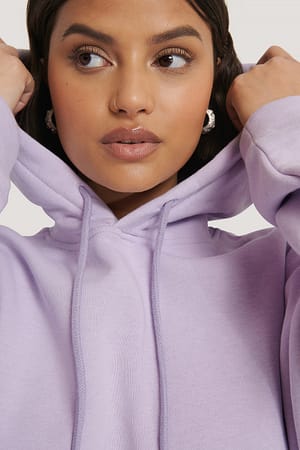 Light Purple Ekologisk basic croppad hoodie