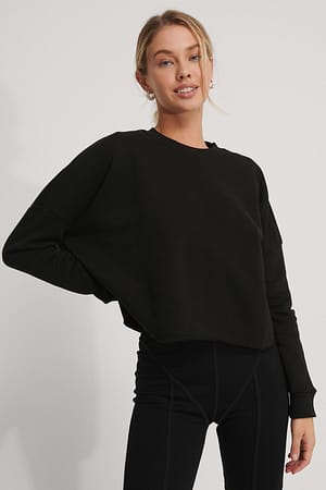 Black Organic Basic Cropped Sweater