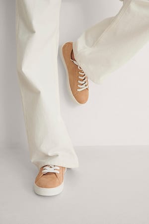Light Beige Basic Lace up Sneakers