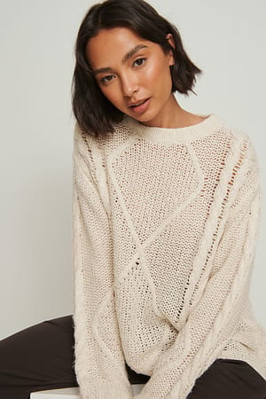 Offwhite Flettet strikket sweater