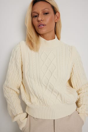 Off White Kabelgebreide sweater