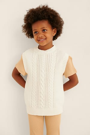 Offwhite Cable Knit Organic Vest
