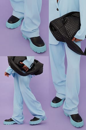 Black/Blue Cap Detailed Ankle Boots