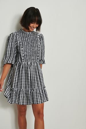 Black/White Check Check Smock Mini Dress