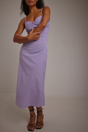 Checked Purple Checked Midi Dress