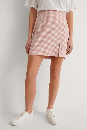 Pink Check Checked Mini Skirt