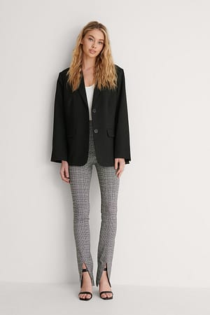Checkered Checkered Front Slit Pants