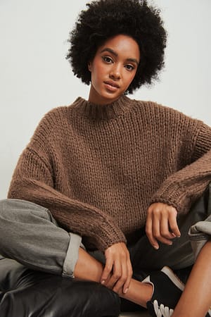 Brown Kraftig sweater i overstørrelse