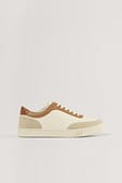 Beige/Brown Classic Court Trainers