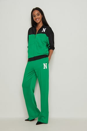 Green/Black Vetoketjullinen neulepusero värilohkoilla