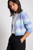Blue Knitted Ombre Cropped Cardigan