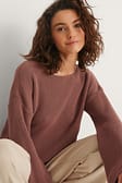 Dusty Dark Pink Cropped Long Sleeve Knitted Sweater