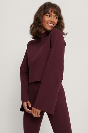 Burgundy Cropped Lounge Sweater