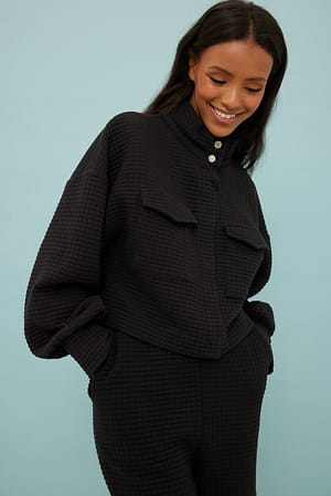 Black Cropped Quilted Soft Jacket