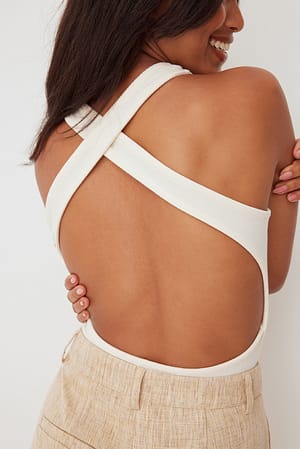 Offwhite Crossed Back Top