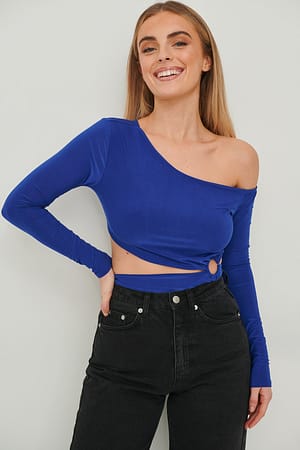 Royal Blue Cut Out Off Shoulder Long Sleeve Body