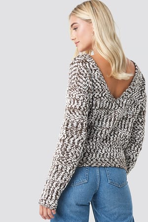 Brown/White Deep Back Sweater