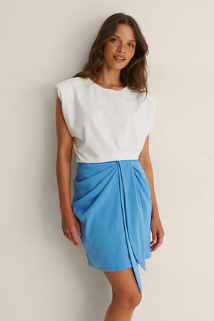 Blue Draped Mini Skirt