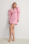 Pink Puffy Sleeve Blazer Dress