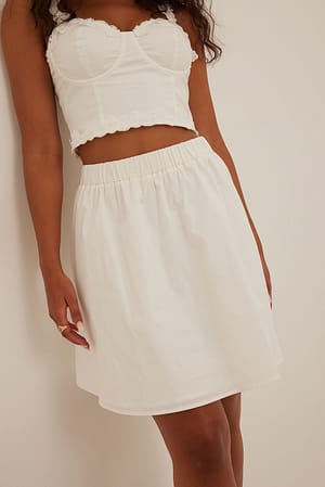 White Minifalda de algodón con cintura elástica orgánica
