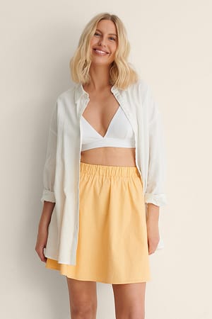 Yellow Elastic Waist Mini Cotton Skirt