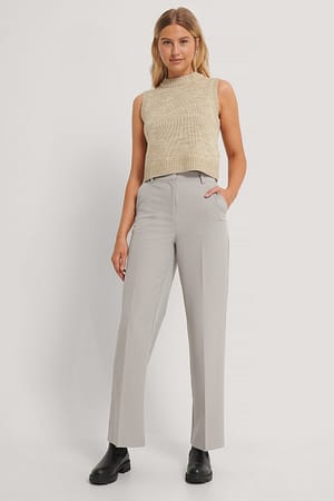 Grey Straight Leg Suit Trousers