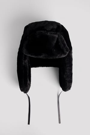 Black Blød hat i faux pels
