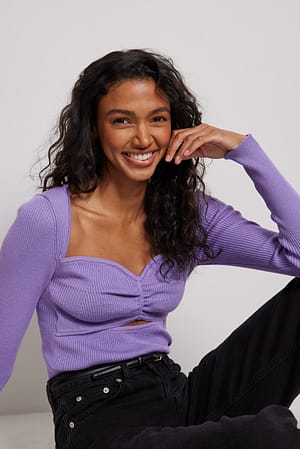 Lilac Fine Knitted Cut Out Detail Top