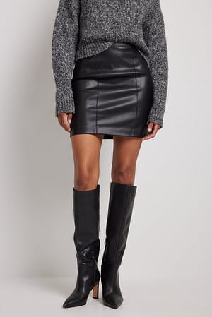 Black Minifalda ajustada de PU