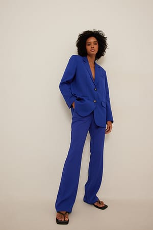 Blue Flared High Waist Suit Pants