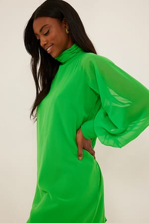 Green Recycled chiffongklänning