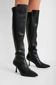 Black Front Seam Knee High Boots