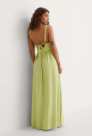 Dusty Green Gathered Chest Maxi Dress