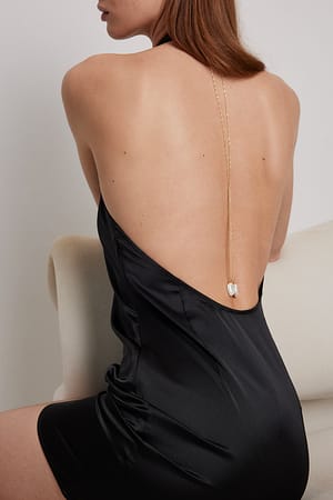 Black Satynowa sukienka mini z wiązaniem na szyi