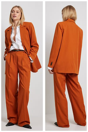 Burnt Orange Spodnie do żakietu z wysokim stanem