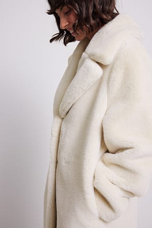 Light Beige Faux Fur Coat