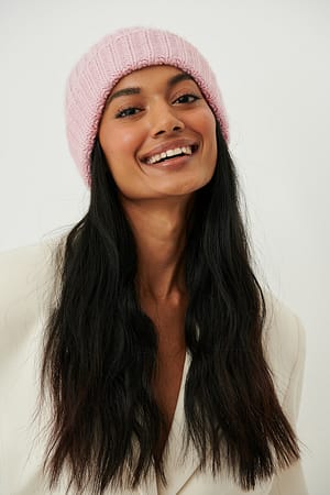 Light Pink Heavy Knitted Beanie