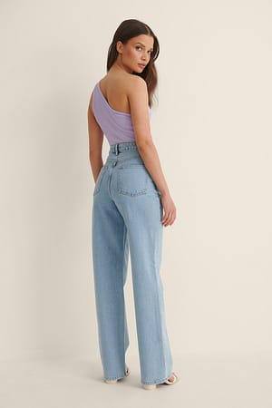 Mid Blue High Waisted Straight Jeans