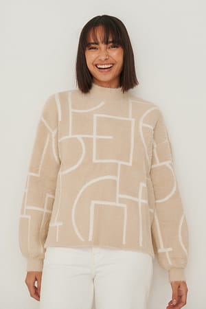 Greige Print Sweater