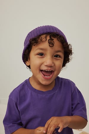 Purple Knitted Kids Beanie