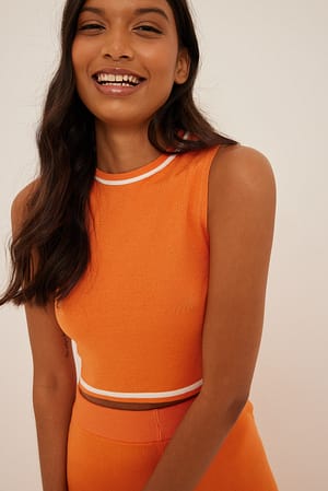 Orange Knitted Cropped Top
