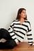 Knitted Striped V-neck Sweater