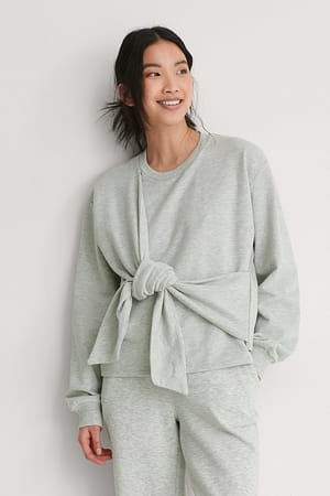 Grey Melange Knot Detail Sweatshirt
