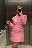Pink Lacing Detail Blazer Dress