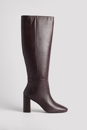 Brown Leather Knee High Boots