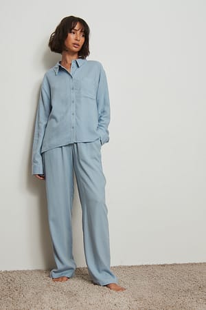 Dusty Blue Pantalón loungewear de lino