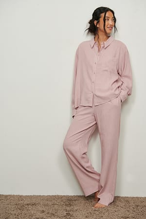 Dusty Pink Calças de Linho Loungewear