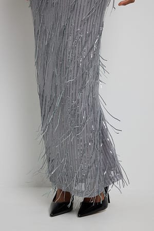 Silver Long Sequin Skirt