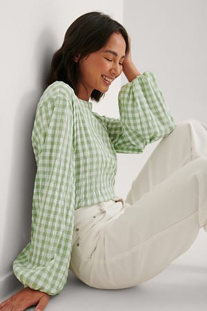 Dusty Mint Check Checked Blouse